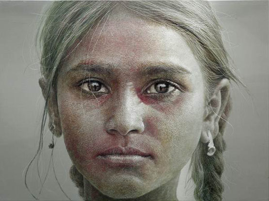 Portrait Oil on Aluminum Scratch - Han Young-Wook