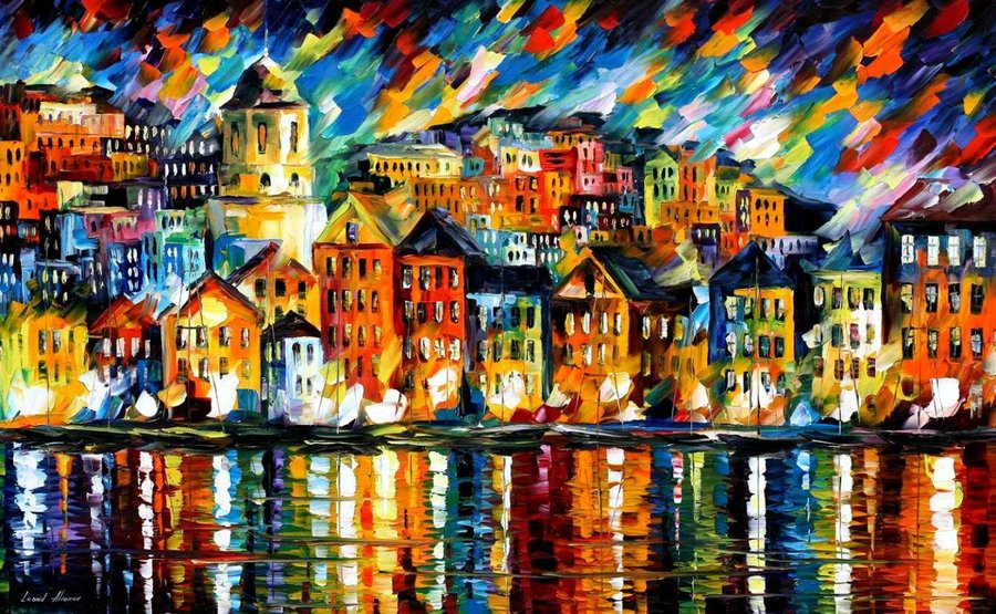 greece___harbor___leonid_afremov_by_leonidafremov