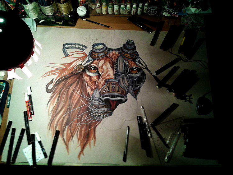 making of - steampunk lion