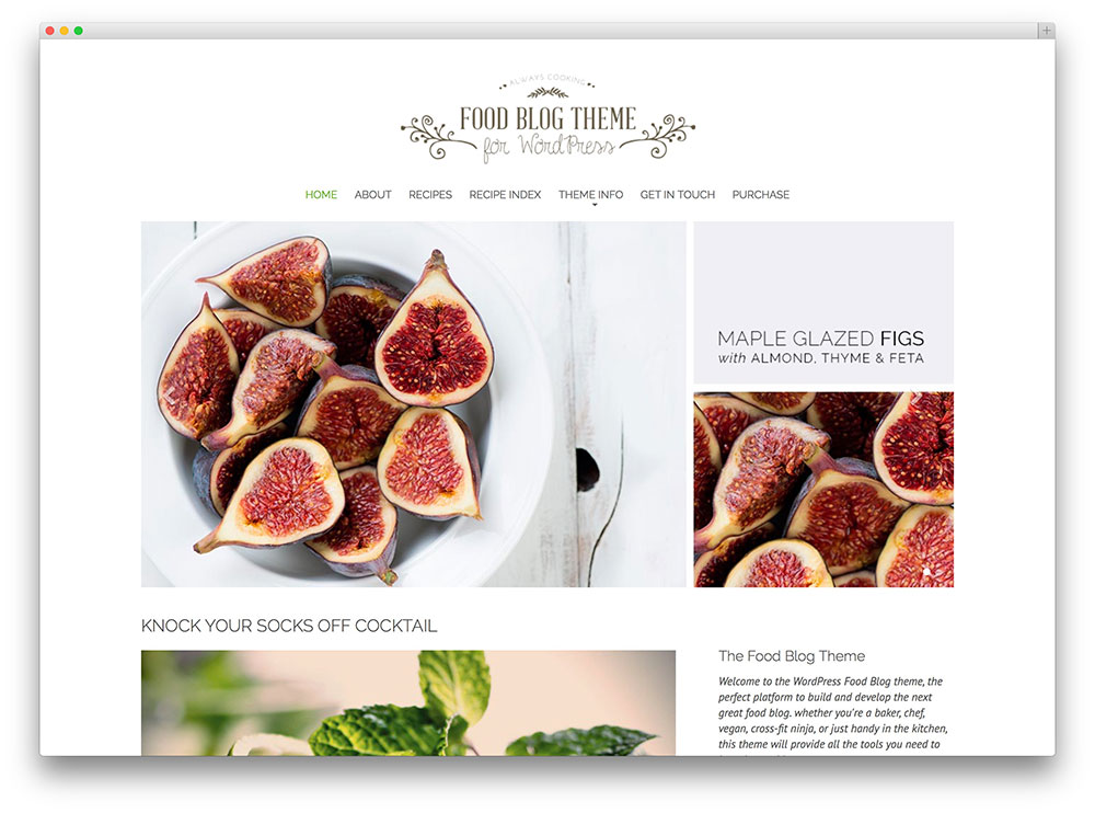 the food blog wordpress theme
